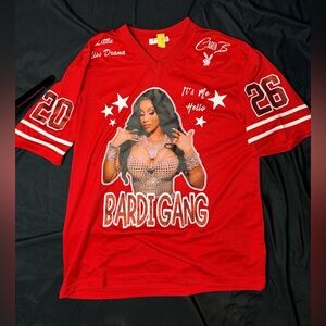 Cardi B “Bardi Gang” Little Miss Drama Red Jersey Top – Size L– Rare Concert
